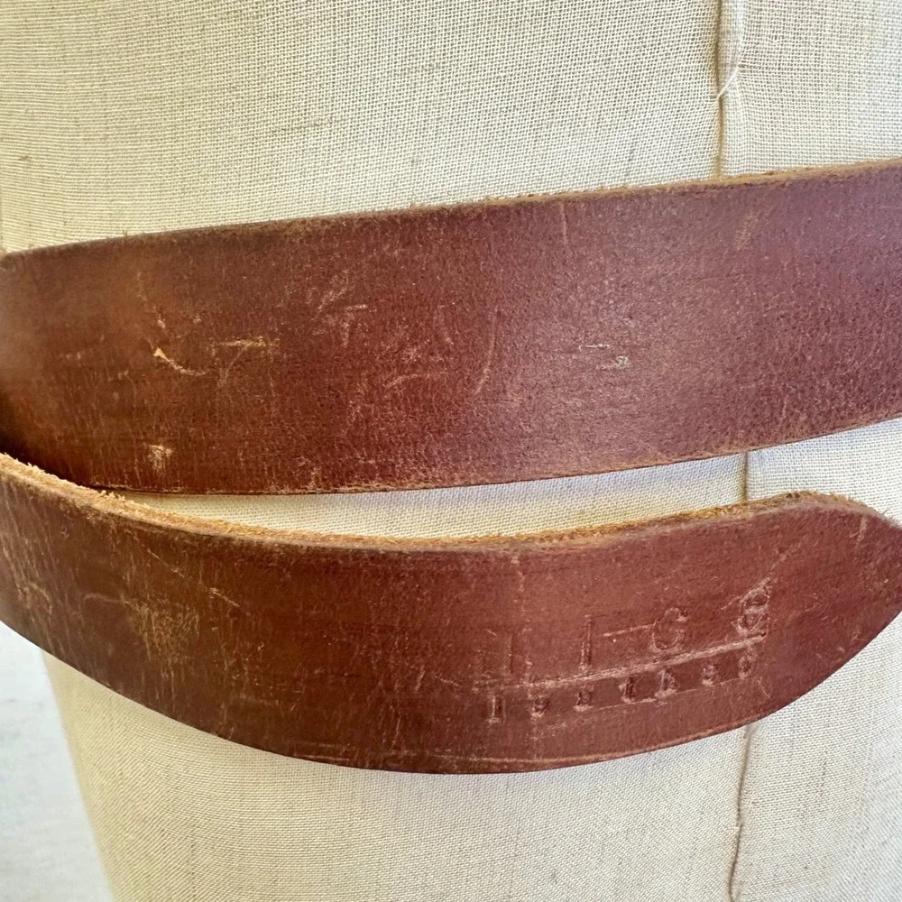 Nice Leather Brown Distressed Belt Seafoam Green Marbled Western Buckle Large‎